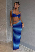Blue Gradient Push Up Bikini 3 Pieces Set