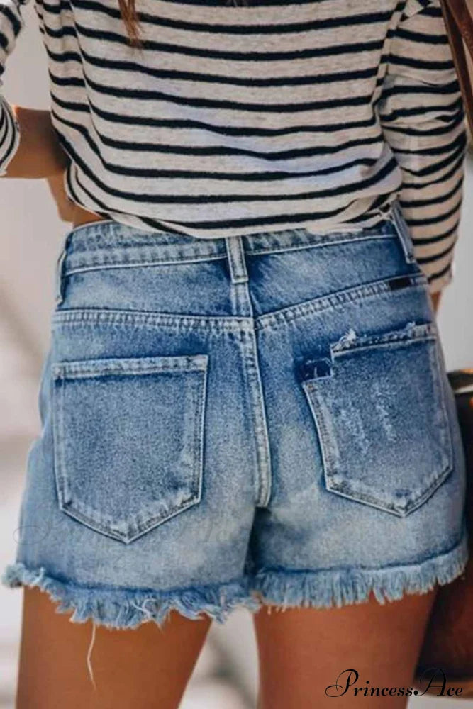 Blue With Loose Jeans Buttons