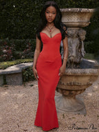 Bodycon - Off-Shoulder Fishbone Party Gown Club For Strapless Elegant Full-Length Women Night