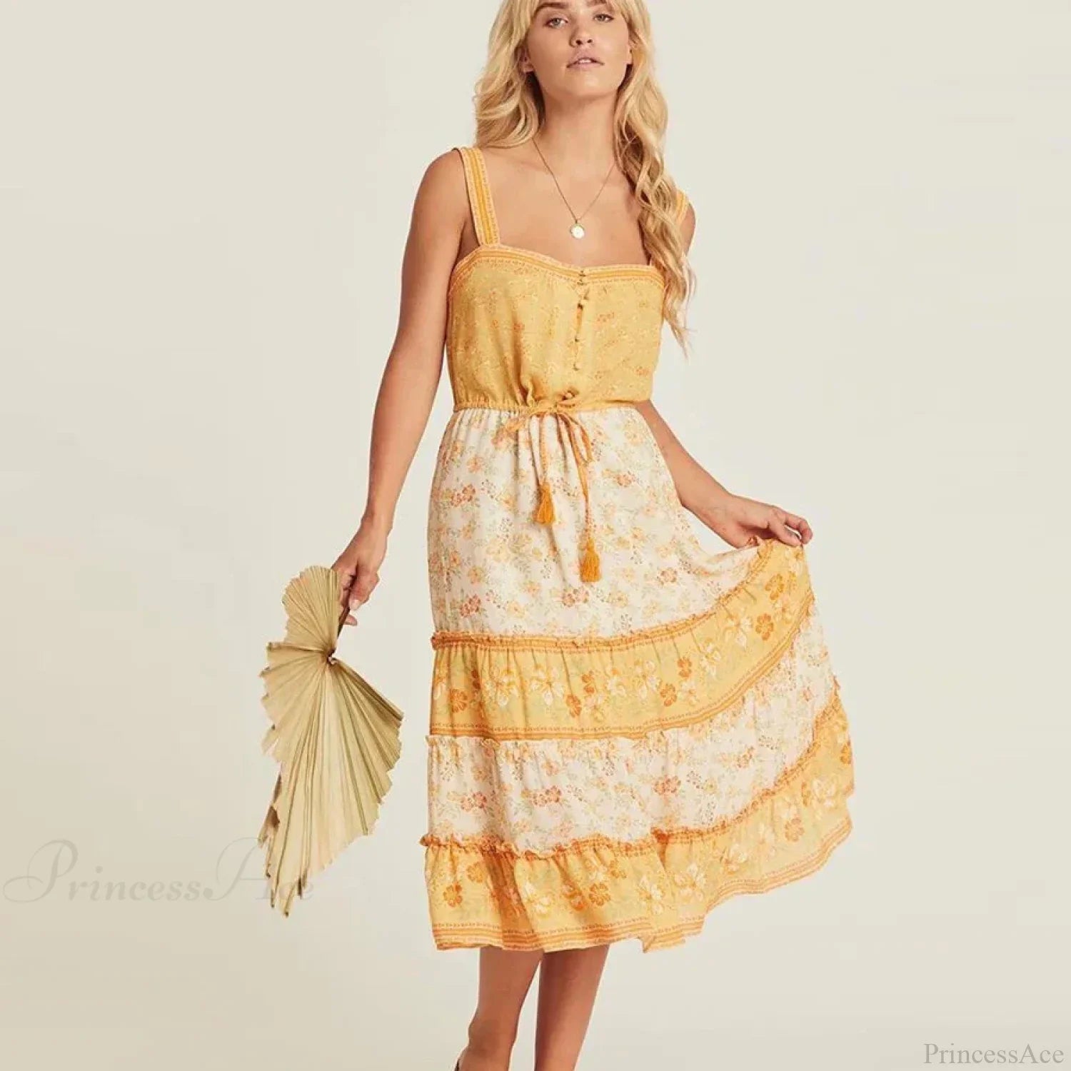 Boho Sundress Sleeveless Strap Rayon Floral Beach Dress