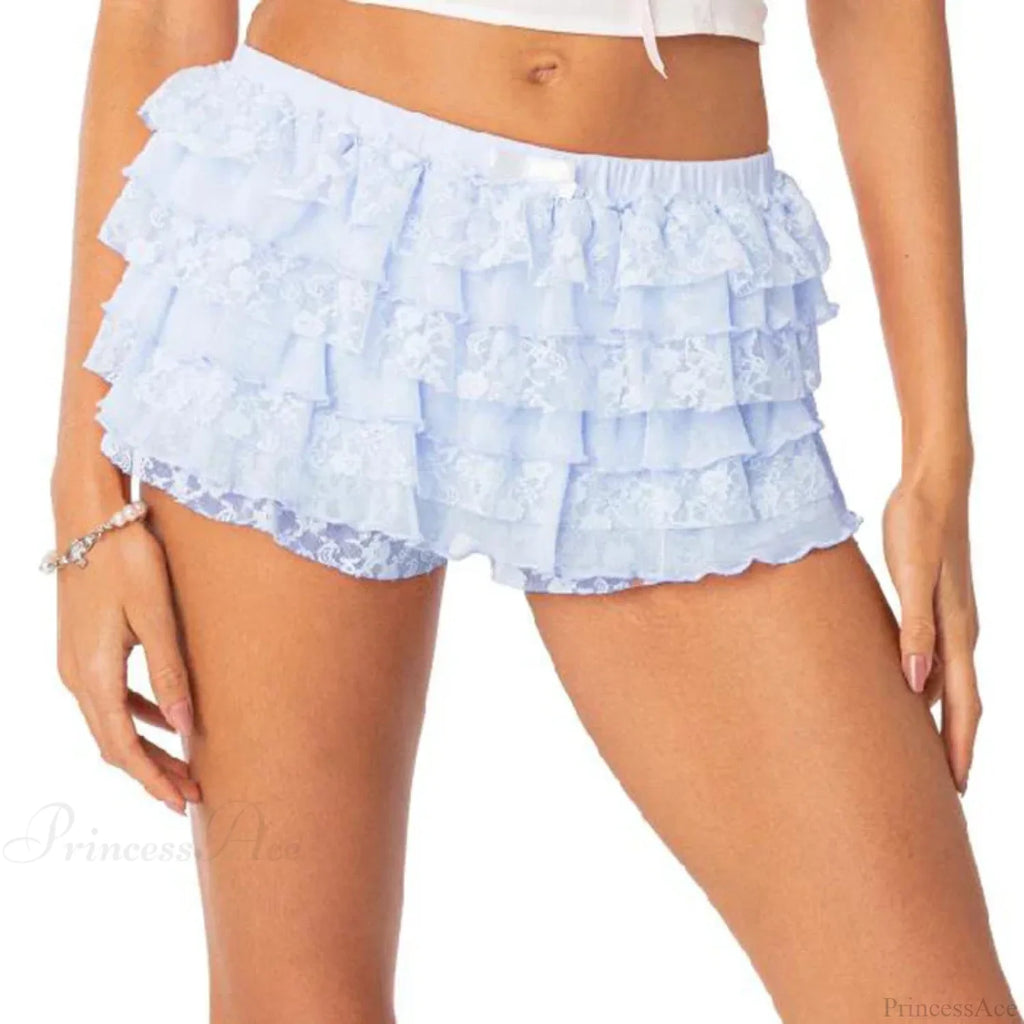 Bow Lace Trim Harajuku Short
