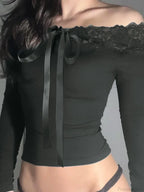 Bow Off-Shoulder Knit Top