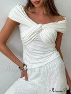 Twist Front Off Shoulder T-Shirt
