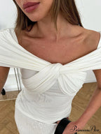 Twist Front Off Shoulder T-Shirt