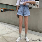 Brief Warm-Season Casual Waist Elastic Leg Women High Jeans Shorts Denim Wide Loose Size Plus