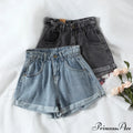 Brief Warm-Season Casual Waist Elastic Leg Women High Jeans Shorts Denim Wide Loose Size Plus