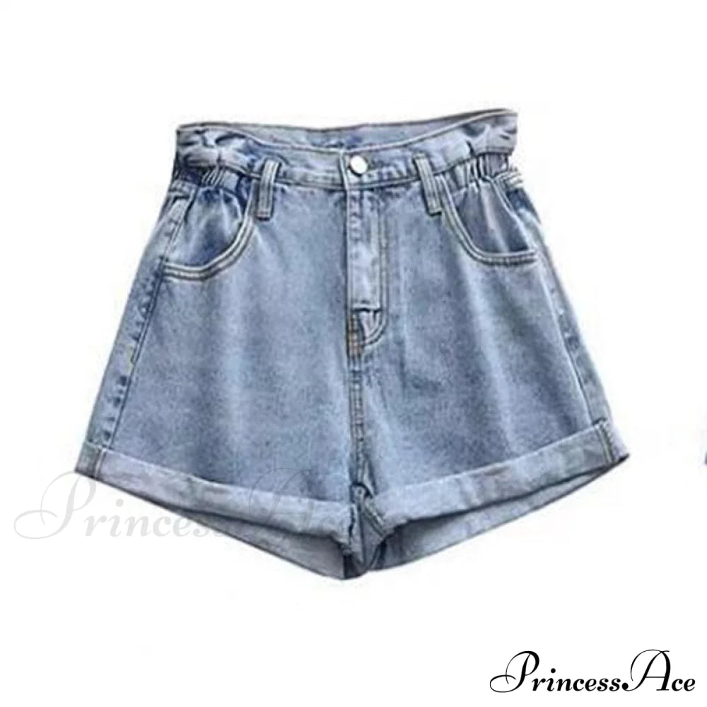 Brief Warm-Season Casual Waist Elastic Leg Women High Jeans Shorts Denim Wide Loose Size Plus