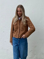 Brown Woolen Long Sleeve Short Coat