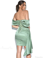 Burgundy Draping Off Shoulder Corset Velvet Slim Bodycon Mini Party Dress