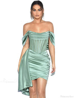Burgundy Draping Off Shoulder Corset Velvet Slim Bodycon Mini Party Dress