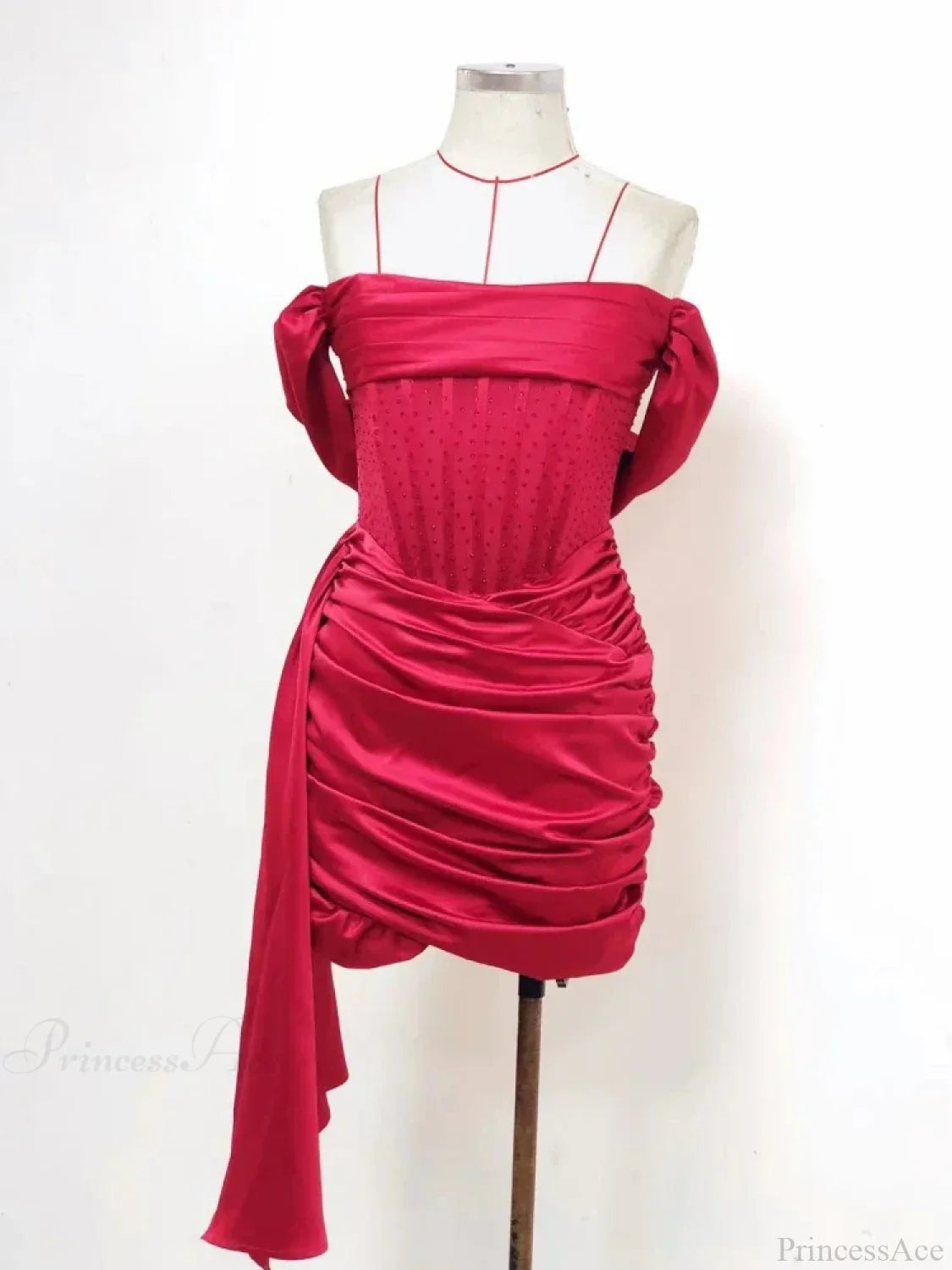 Burgundy Draping Off Shoulder Corset Velvet Slim Bodycon Mini Party Dress