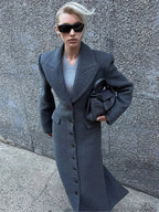 Burgundy Fake Pockets Overcoat