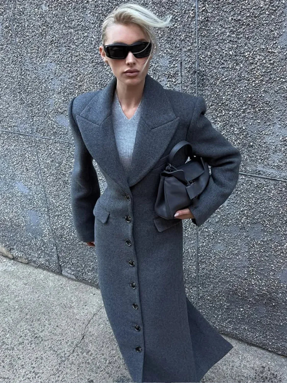 Burgundy Fake Pockets Overcoat