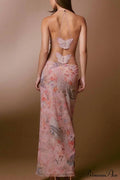 Butterfly Backless Midi Dress With Halterneck