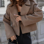 Button Patchwork Simple Coat