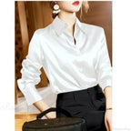 Button Satin - Blouse Silk Luxury Office Crepe Up Elegant Top