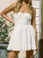 Buttoned Backless A-Line Mini Dress