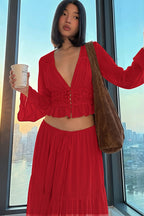Lace Chiffon Open Front Wrap Maxi Dress