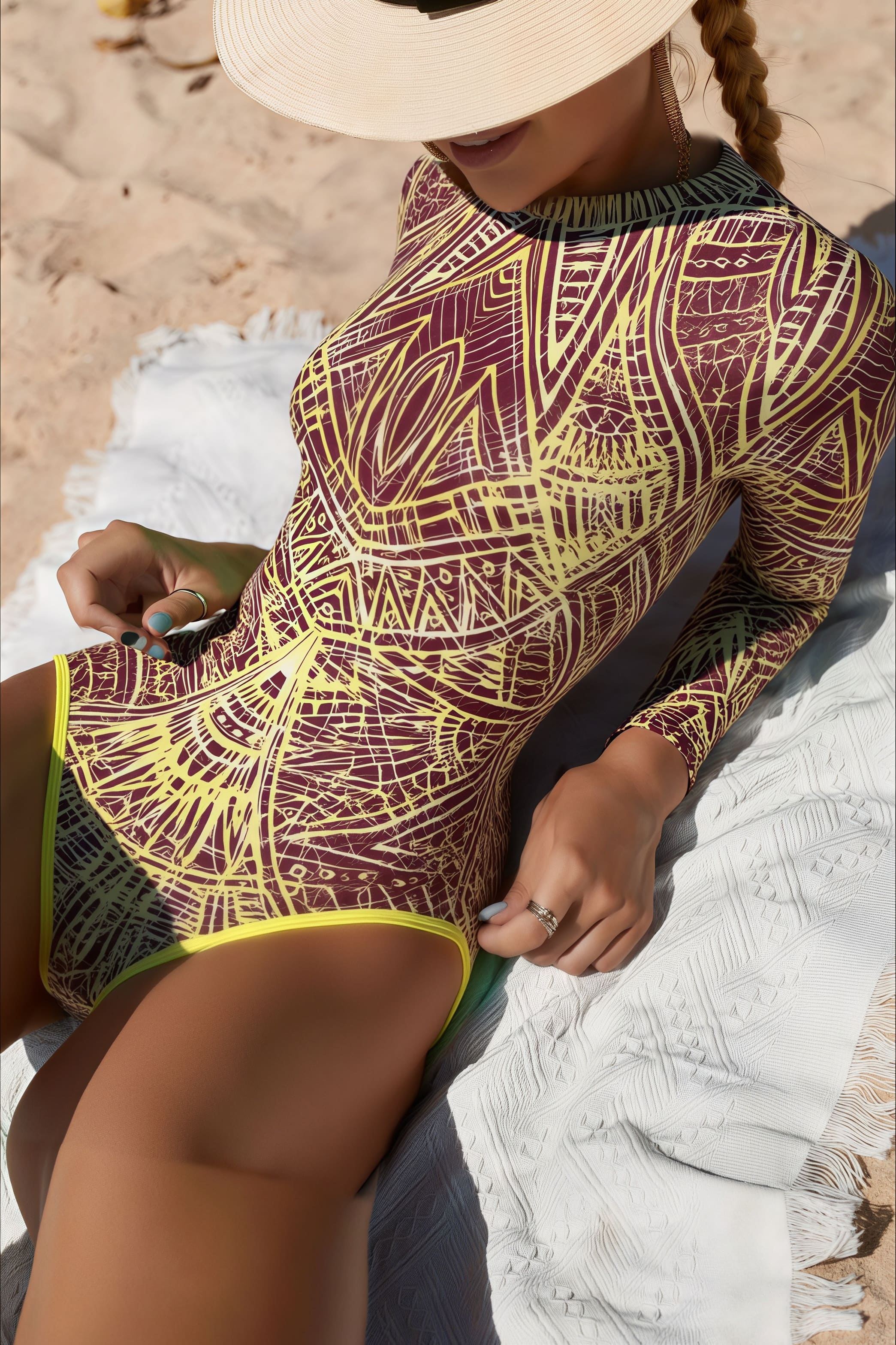 Long Sleeve Rash Guard One Piece Swimwear