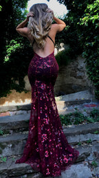 Sequin Backless V-Neck Strappy Tie Dress Party