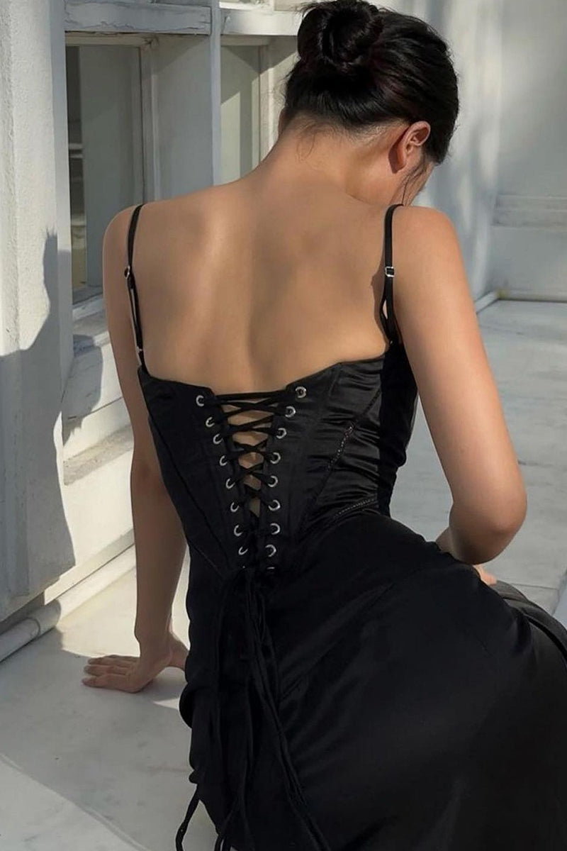 Cami Slim Fit Back Tie Long Prom Dress