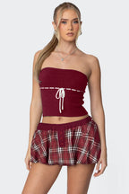 Y2K Plaid Faux Button Skirt With Built-In Shorts