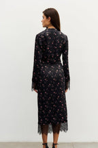 Slim Floral Print Long Sleeve Skirt Set