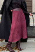 Vintage A-Line Faux Suede Midi Skirt