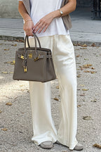 Satin Straight Leg Draped Pants