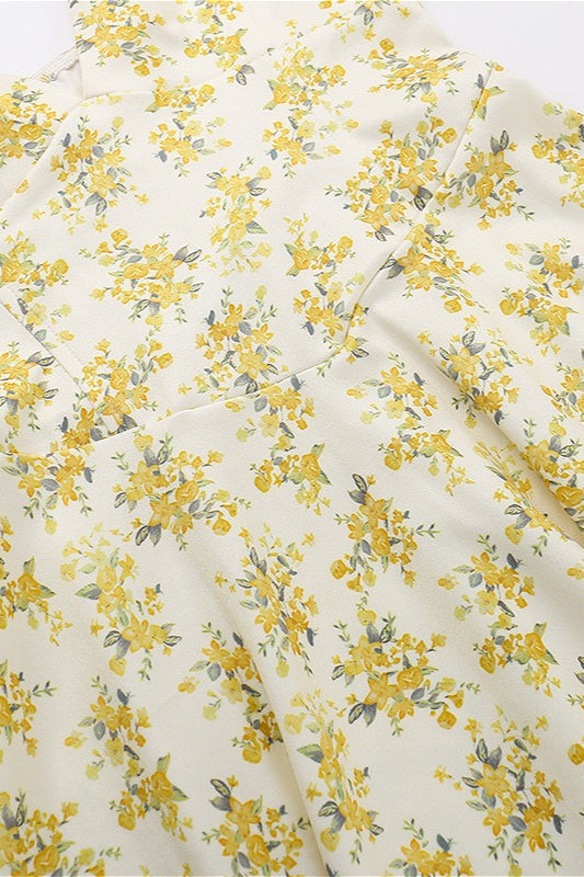 Backless Halter Floral Midi Dress