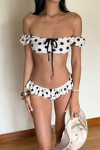 Retro Contrast Polka Dot Bikini Set