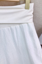 Solid Simple Fold Waist Casual Pants