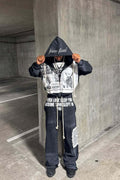 Color Block Rhinestone Street Hoodie
