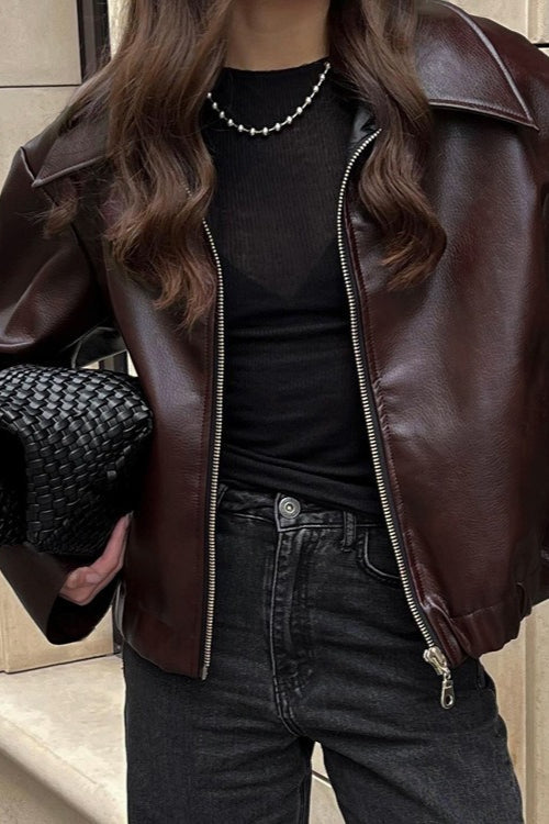 Pu Leather Biker Jacket