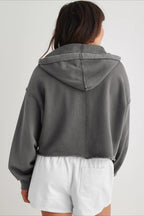 Relaxed Solid V-Neck Hoodie