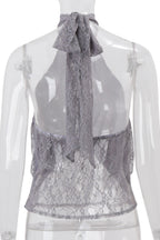 Elegant Irregular Sheer Lace Alter Top