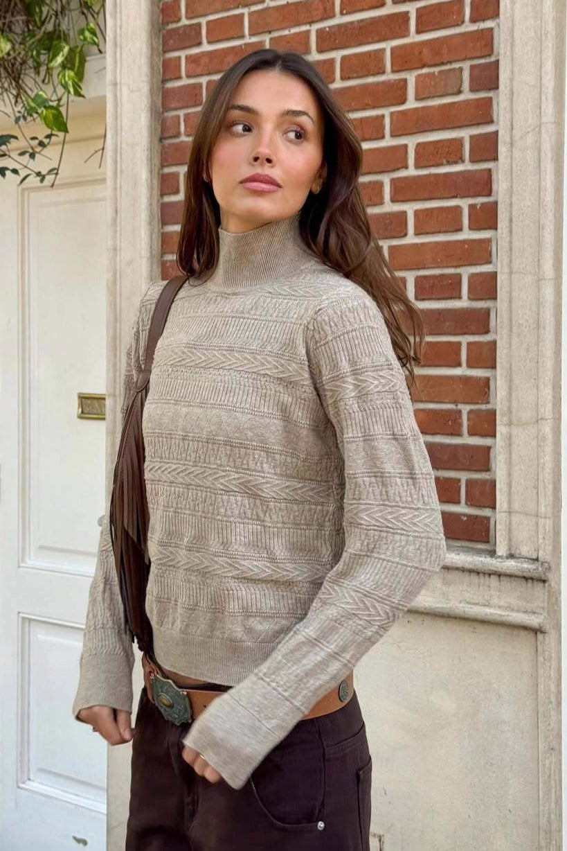 Cable Knit Round Neck Top