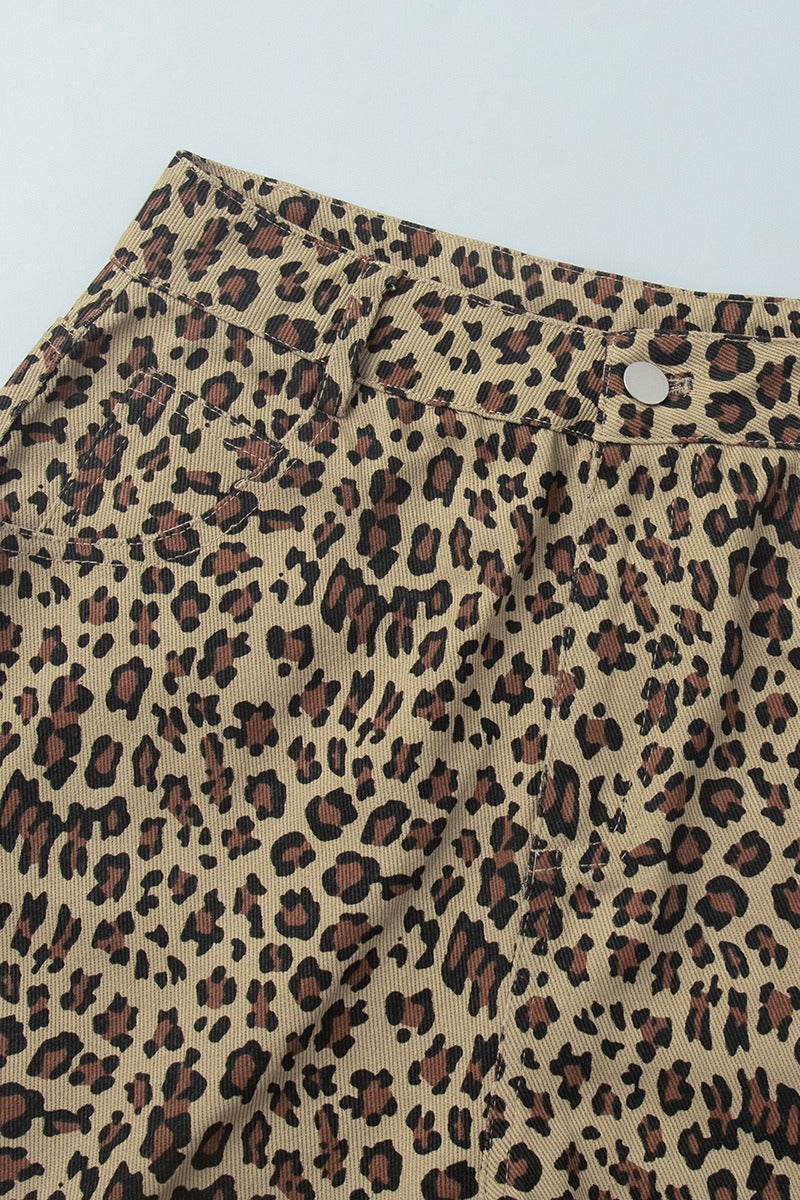 Casual Cotton Leopard Print Shorts