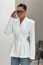 V Neck Waist Cinched Blazer