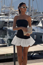 Fall Elegant Strapless Peplum Mini Party Dress