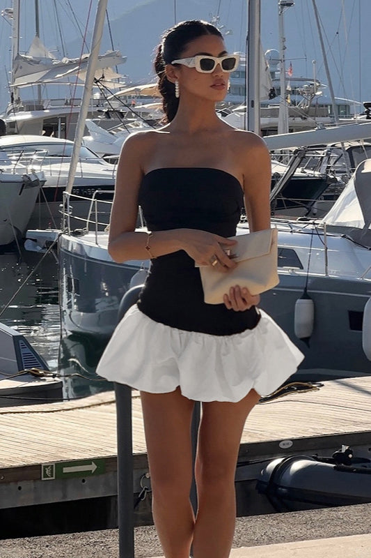Fall Elegant Strapless Peplum Mini Party Dress