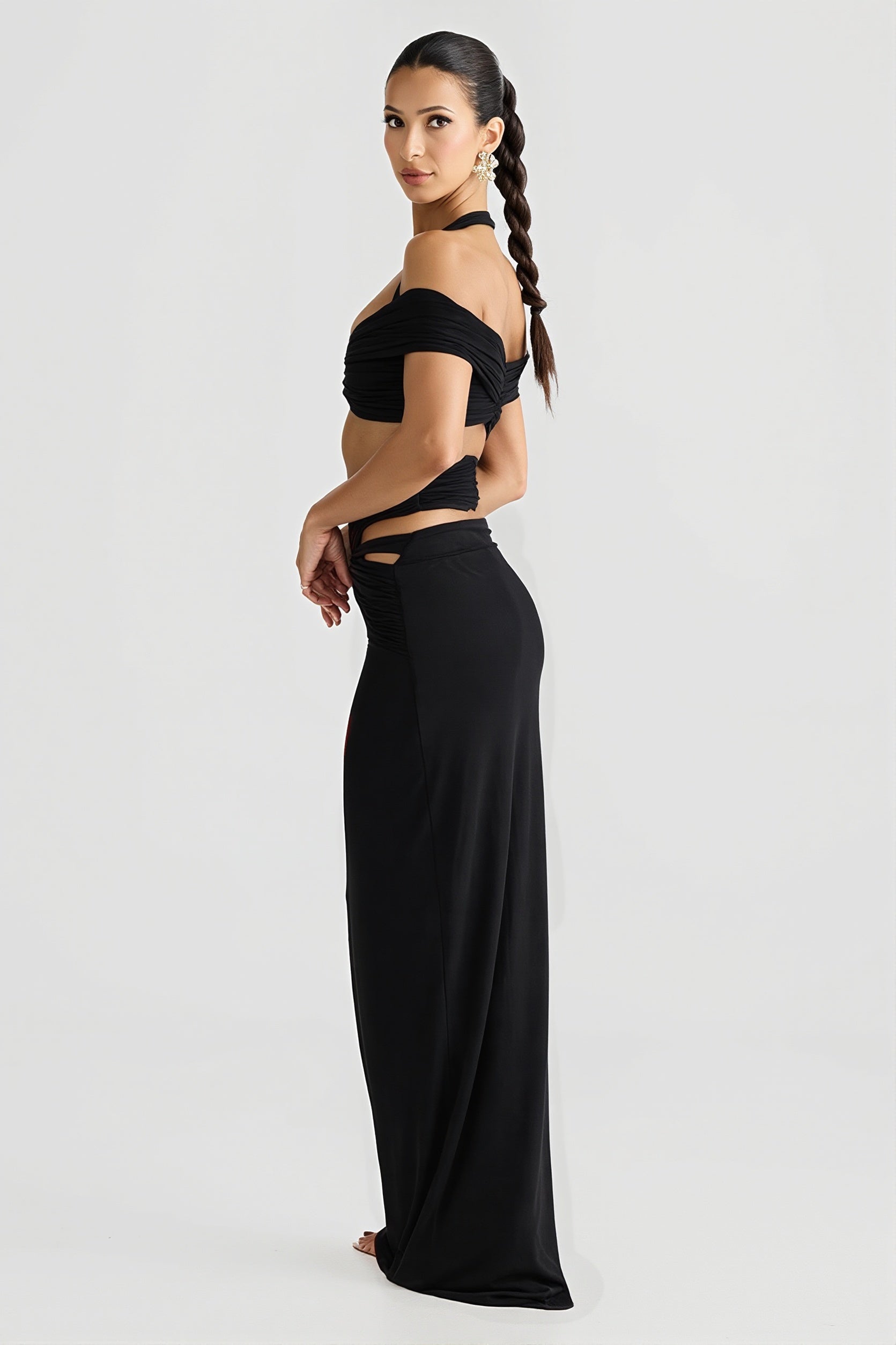 Halter Neck Crop Top Pencil Skirt Sets