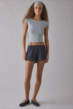 Cropped Fitted Retro Polka Dot T‑Shirt