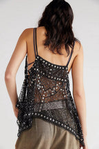 Sheer Trendy Rhinestone Cami Top
