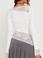 Vintage Slim Fit Floral Detail Long Sleeve Tee