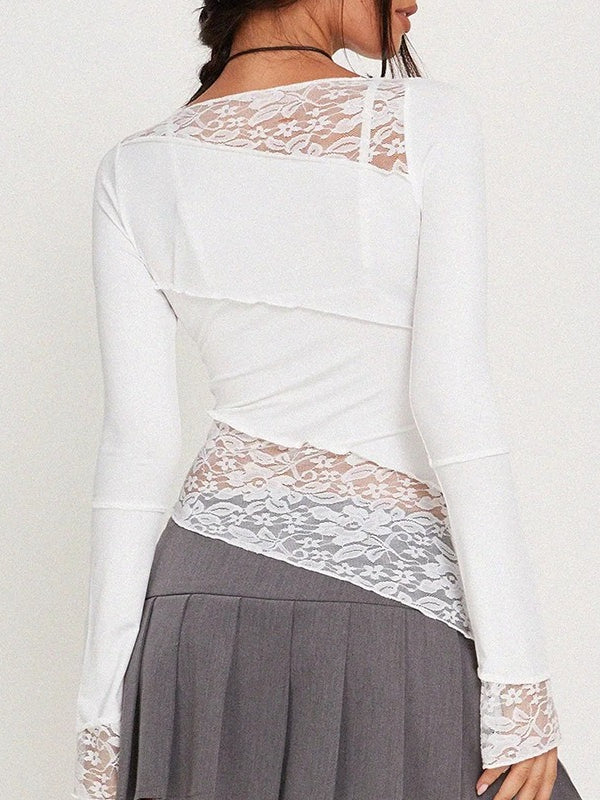 Vintage Slim Fit Floral Detail Long Sleeve Tee