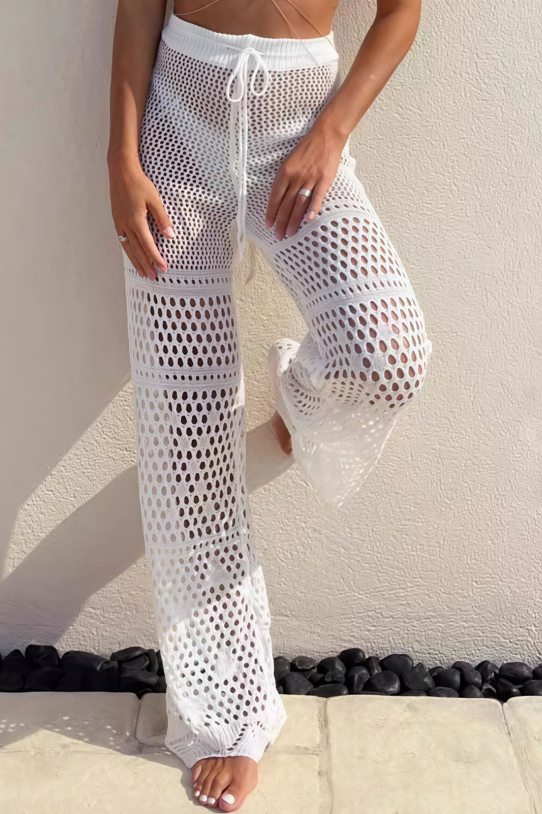 Ribbed Knit Wrap Waist Pants