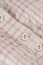 Plaid Regular Shoulder Fitted Waist Short Long Sleeve Blouse