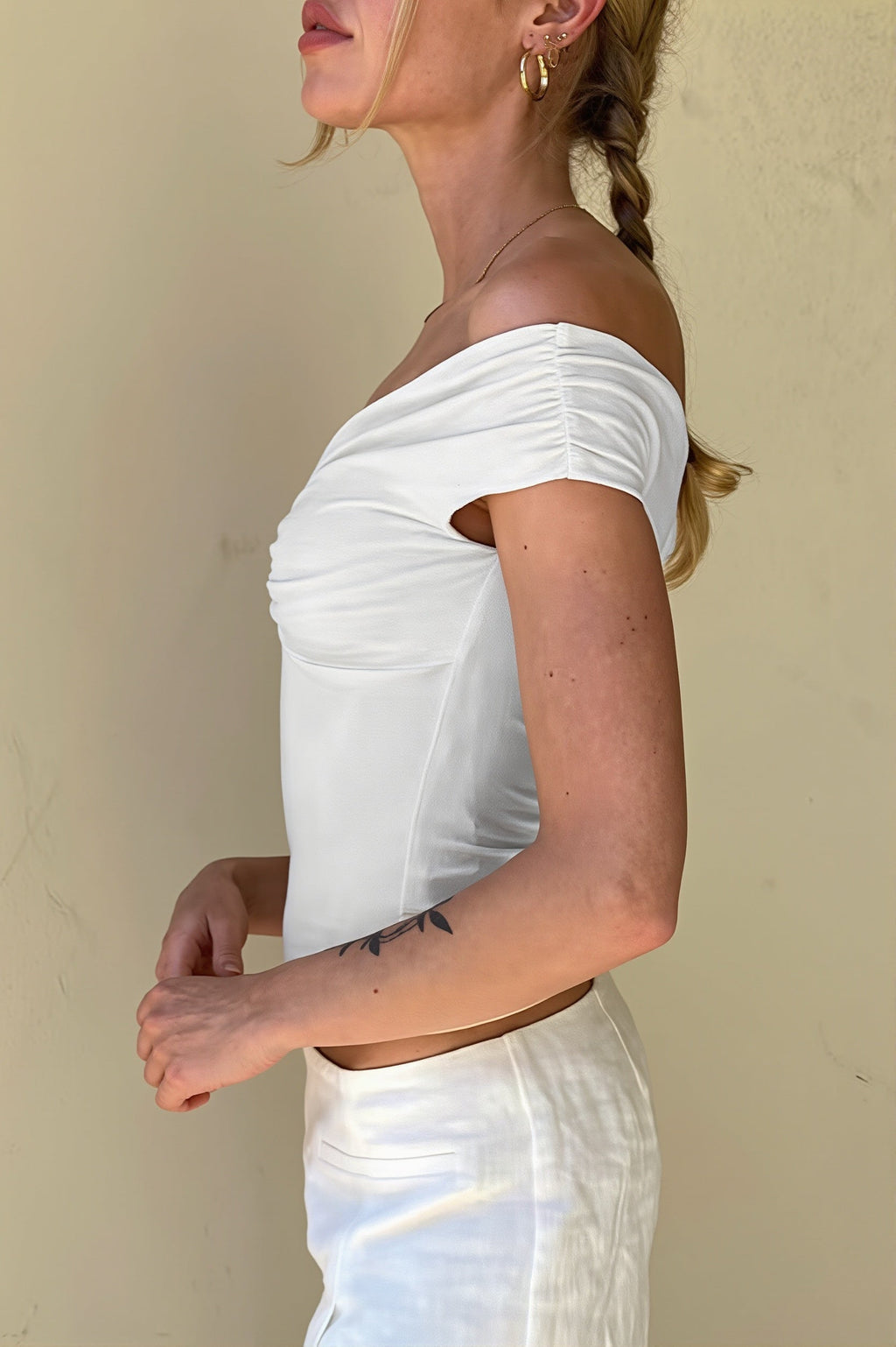 Off Shoulder Ruched T-Shirt