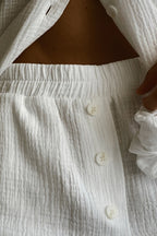 Solid Cotton Wrinkled Shirt Pants Two Piece Set